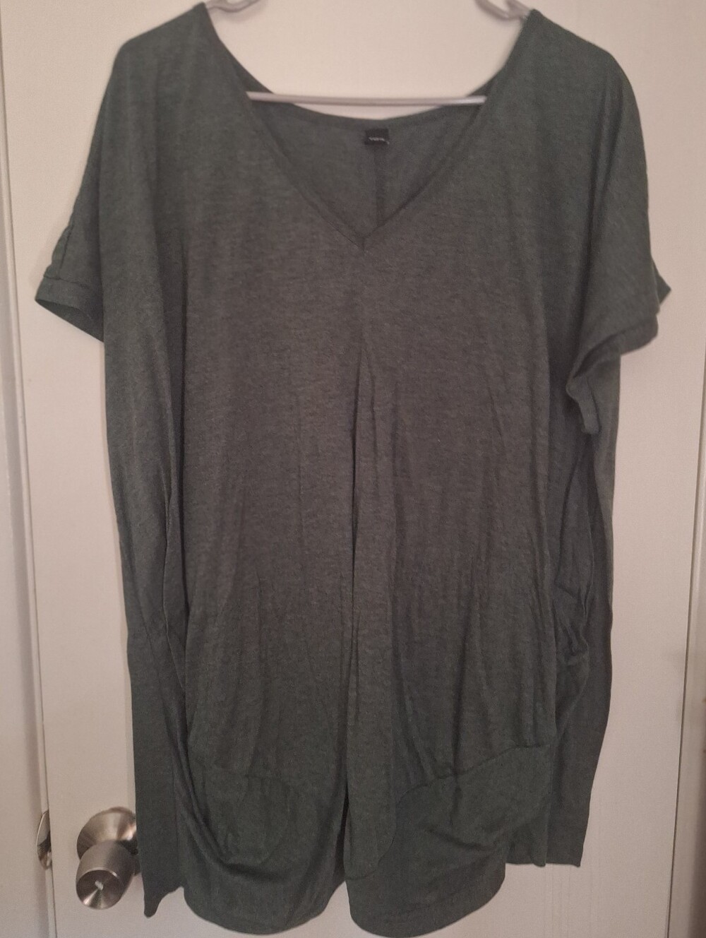 SHEIN Olive Green V-Neck Tunic Top
